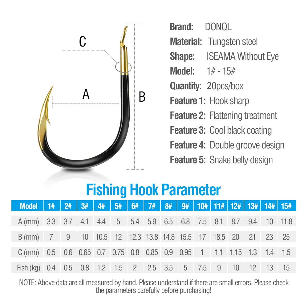 DONQL 20pcs Set Barbed Fishing Hooks Single Circle Fishinhook Tungsten Steel Carp Fishing Hooks Sea Accessories Tackle     (5)