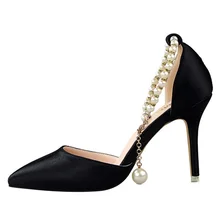 Beading Pointed Toe ladies woman shoes sandals Microfiber leather woman casual shoes thin high heels 7 cm sandals