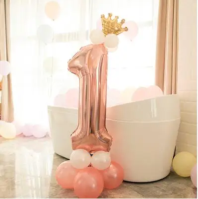 32inch Number 1 2 3 4 5 6 7 8 9 Foil Air balloon Mini Crown Set Baby Shower Birthday Party Balaos Party Decoration