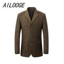 AILOOGE 2017 Men Casual Suits Spring Brand Business Clothing Thin Slim Cotton Woll Solid Blazer Tuxedo Formal Dress Men Suit Set