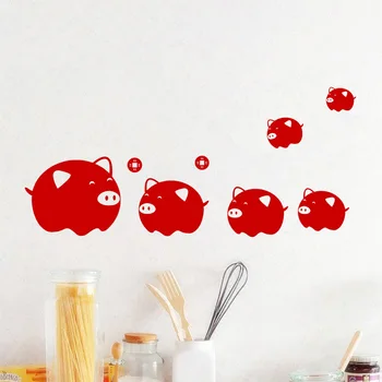

New year red pig Wall Sticker for Living room Glass window decoration for home art Decals wallpaper decoration stickers