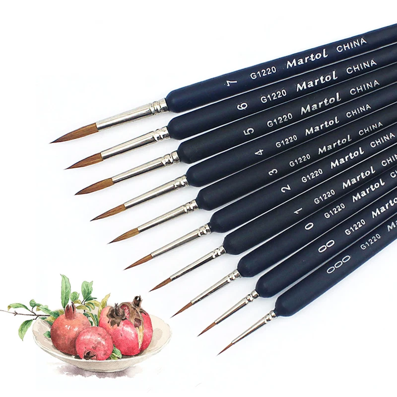 10 Pcs/set Hook Line Fine Paint Brush Set Watercolor Brush Pen Artist