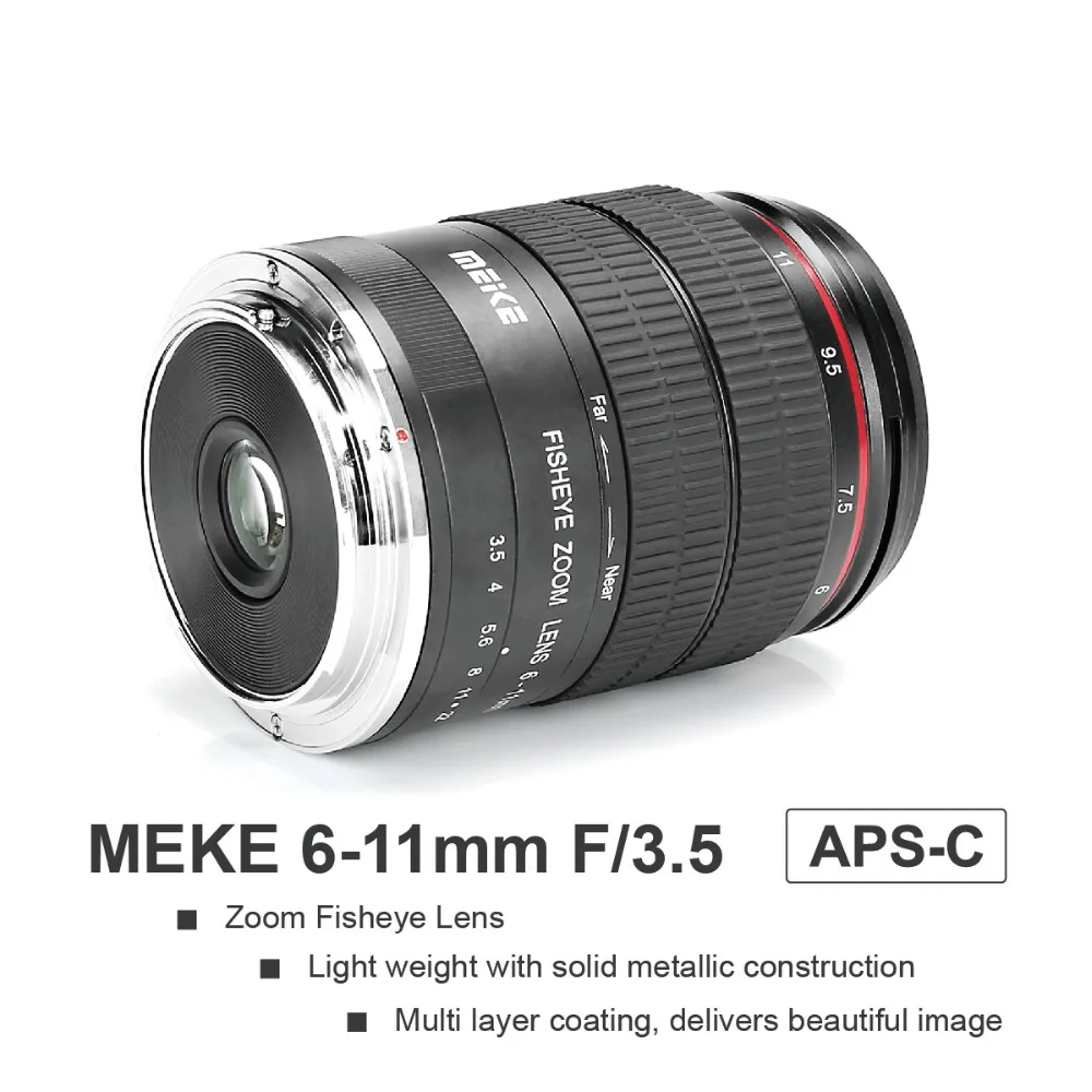 Meike 6-11 мм ультра широкий F3.5 зум Рыбий глаз объектив для всех Nikon F крепление DSLR камер D3400 D5500 D5600 D7000 с APS-C/полной рамкой