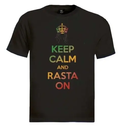 Keep Calm and раста на футболке растаман King растафари регги Stoned Сорняк Пот Удобная