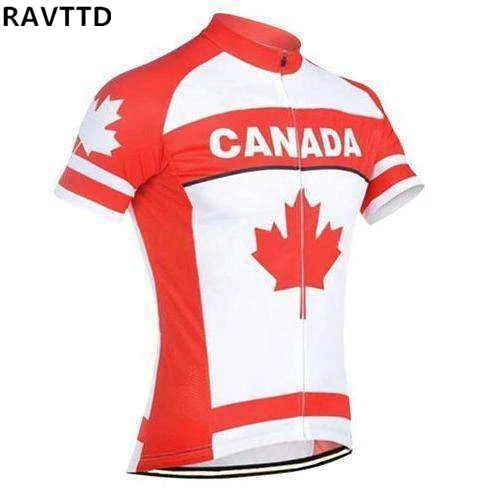 Канадская команда Велоспорт футболка с коротким рукавом велосипед рубашка Топ велокостюм из флиса велосипедная одежда Спорт на открытом воздухе