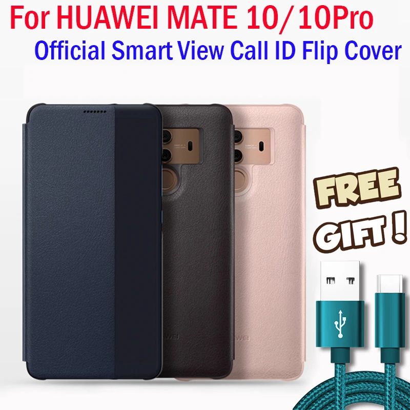 Официальное для Huawei Mate 10 чехол Умная спальная кобура для Huawei MATE10 pro Флип чехол Прозрачное окно Телефонная кобура Дайте кабель для зарядки / MATE10 чехол / MATE 10 Pro чехол / mate 10pro чехол