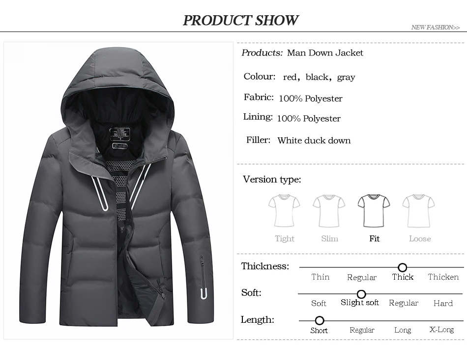 2019 Listagem Do Novo Inverno Quente Com Capuz Jaqueta Moda Jaqueta Повседневный Pato Branco Dos Homens Para Baixo M-3XL