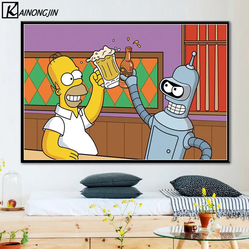 

Futurama Madhouse Funny Cartoon Poster Wall Art Canvas Painting Posters and Prints Wall Picture Room Decorative Home Decor