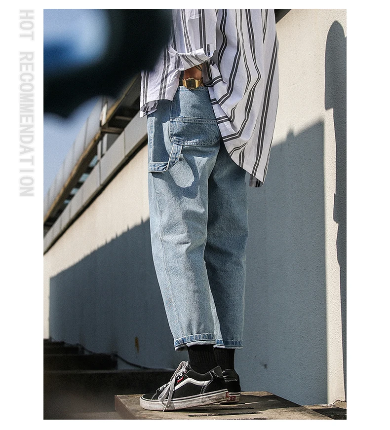 Мужские джинсы Уличная Хип Хоп мотобрюки для мужчин модные повседневное свободные джинсовые штаны шаровары Японии Harajuku
