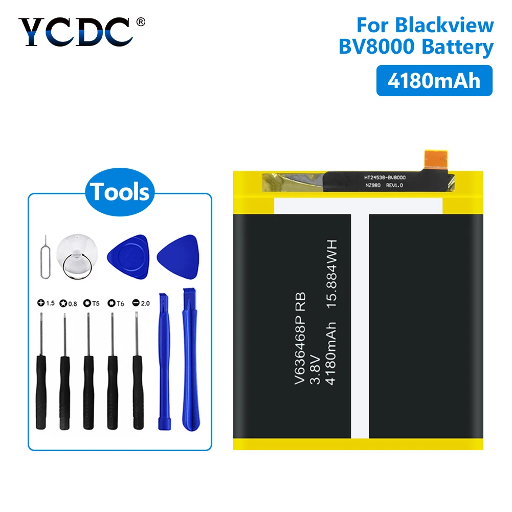 

Rechargeable 3.8V 4180mAh Lithium Li-ion Battery For Blackview BV8000 BV8000 Pro Mobile Phone Smart Phone + Phone Open Tools