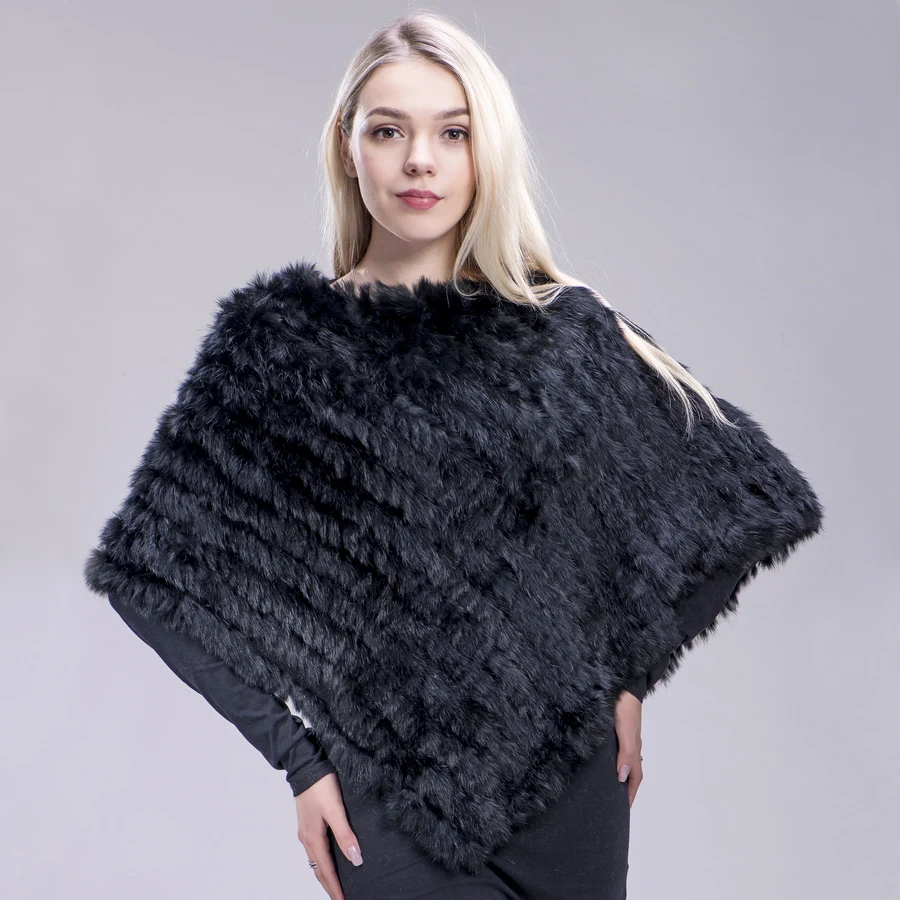 Женский вязаный пончо ZDFURS * демисезонный шарф накидка из натурального кроличьего