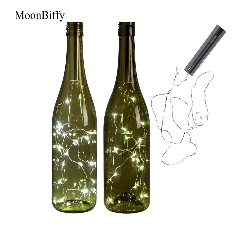 

MOONBIFFY Battery Power Warm White Bottle Lights LED Cork Shape String Lights for Bistro Wine Bottle Starry Bar Party Valentines