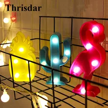 Thrisdar Cartoon Flamingo Pineapple Cactus Led Night Light Christmas Party Cartoon LED Wall Lamps Baby Kids Bedside Night Light