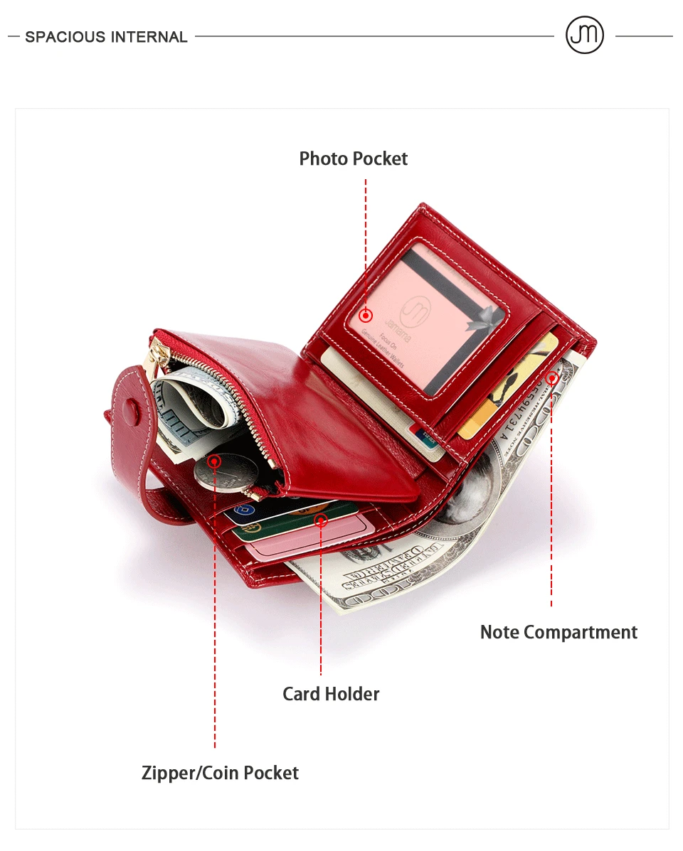 Jamarna кошелек женский кошелек красный маленький короткий кошелек женский из натуральной кожи на молнии карман для монет держатель для карт масло воск кошелек для женщин