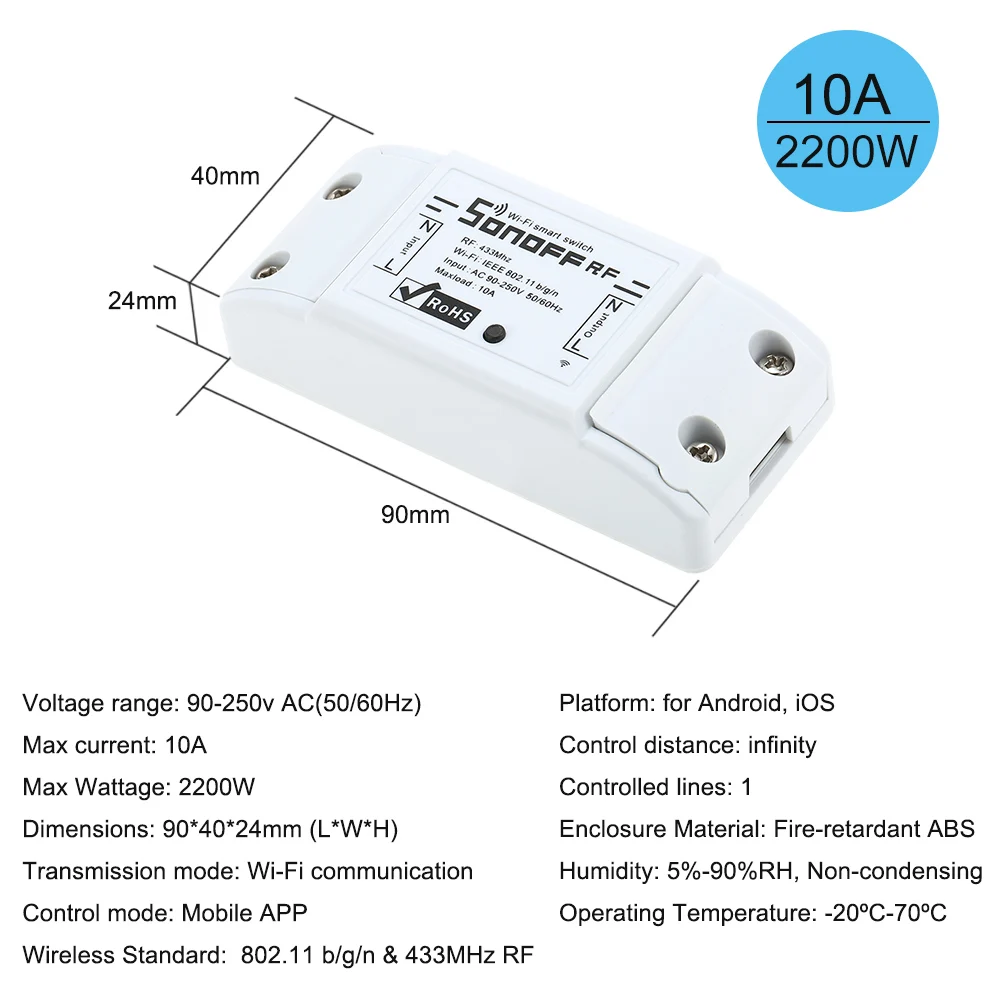 3 шт. Itead Sonoff RF 433 МГц умный Wifi Пульт дистанционного управления Wifi переключатель задержки умный дом светильник контроллер через приложение для Alexa Google