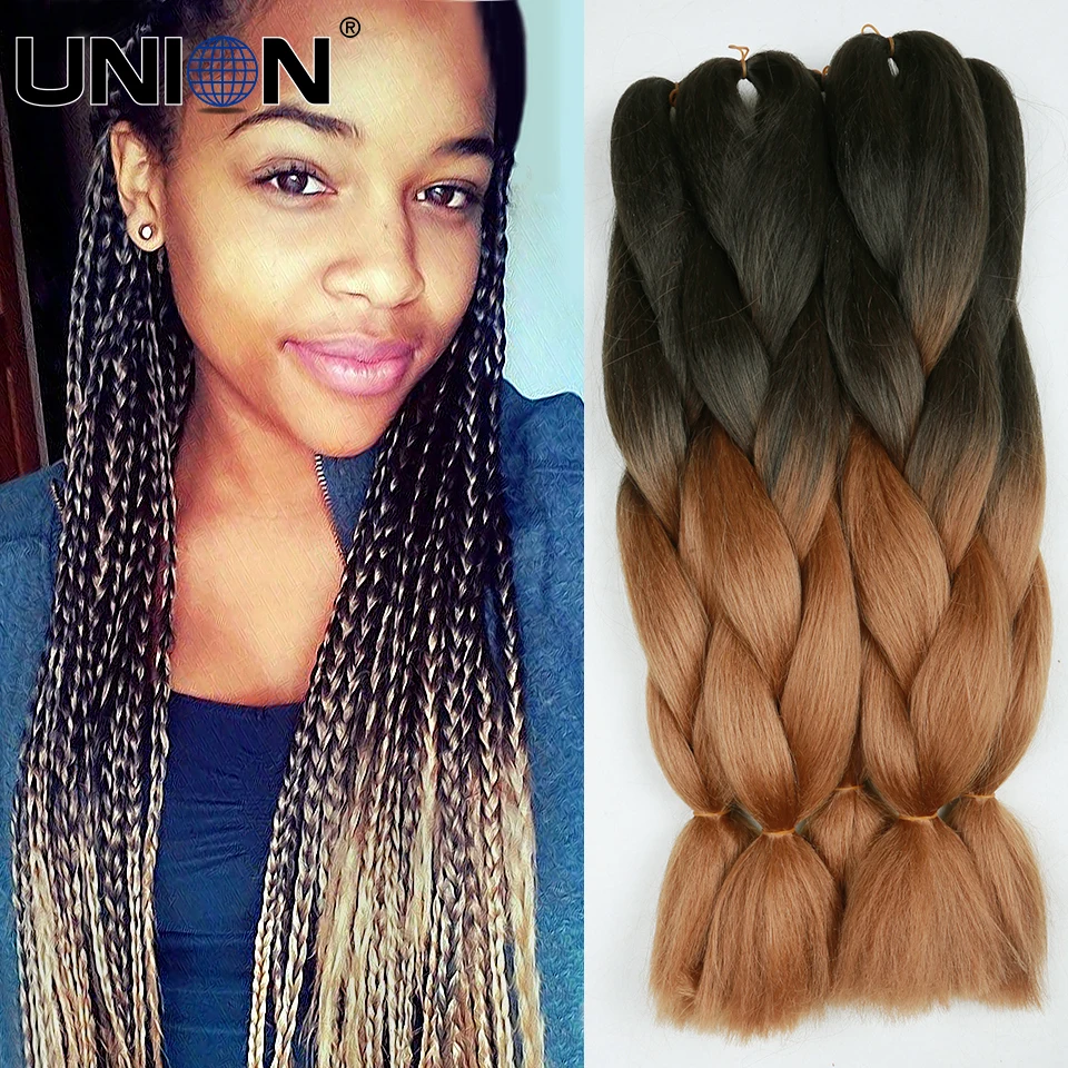 24inch 100gram Black Grey Ombre Kanekalon Braiding Hair Jumbo