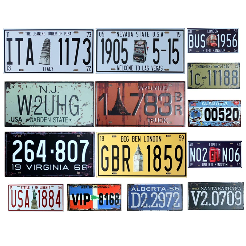 Buy Vintage Car Number License Plate Tin Signs Art