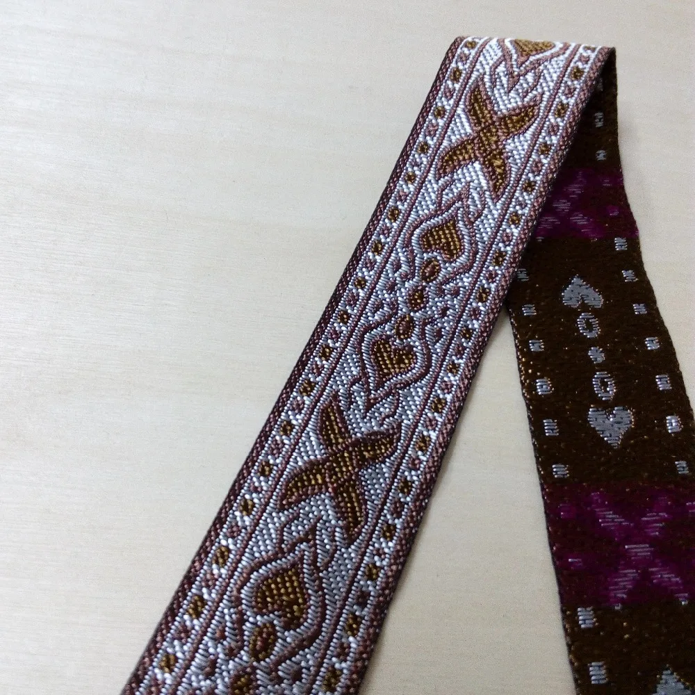 2.8cm 28mm 1-1/8' White Brown X Hearts Block Bilateral Bedding Lace Curtain Laciness National Jacquard Ribbon Embroidery Webbing