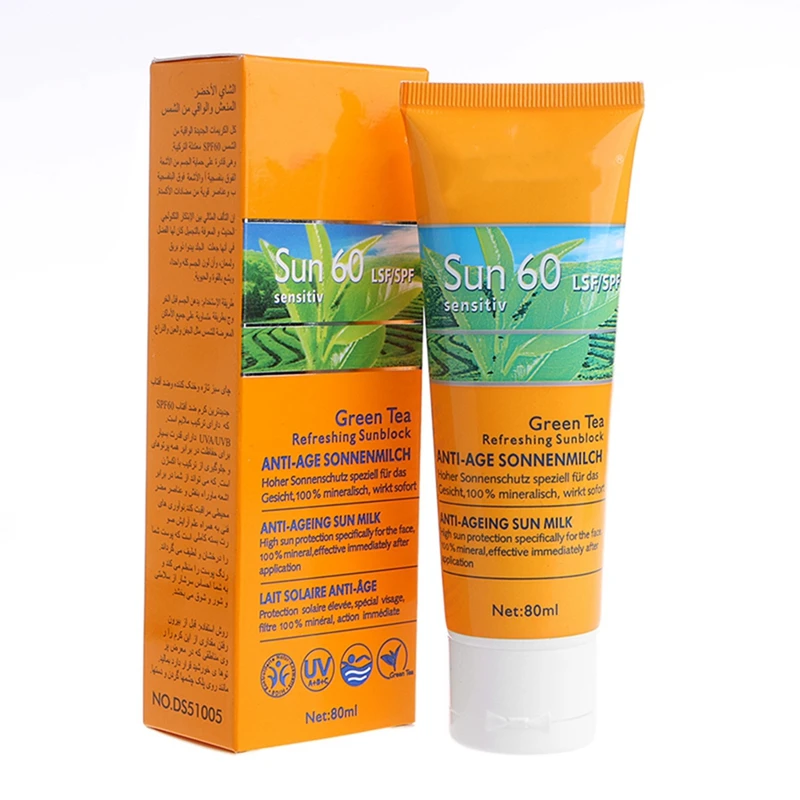 80 мл зеленый чай SPF 60+ солнцезащитный крем увлажняющий защита от солнечных лучей уход за кожей лица Уход за лицом макияж