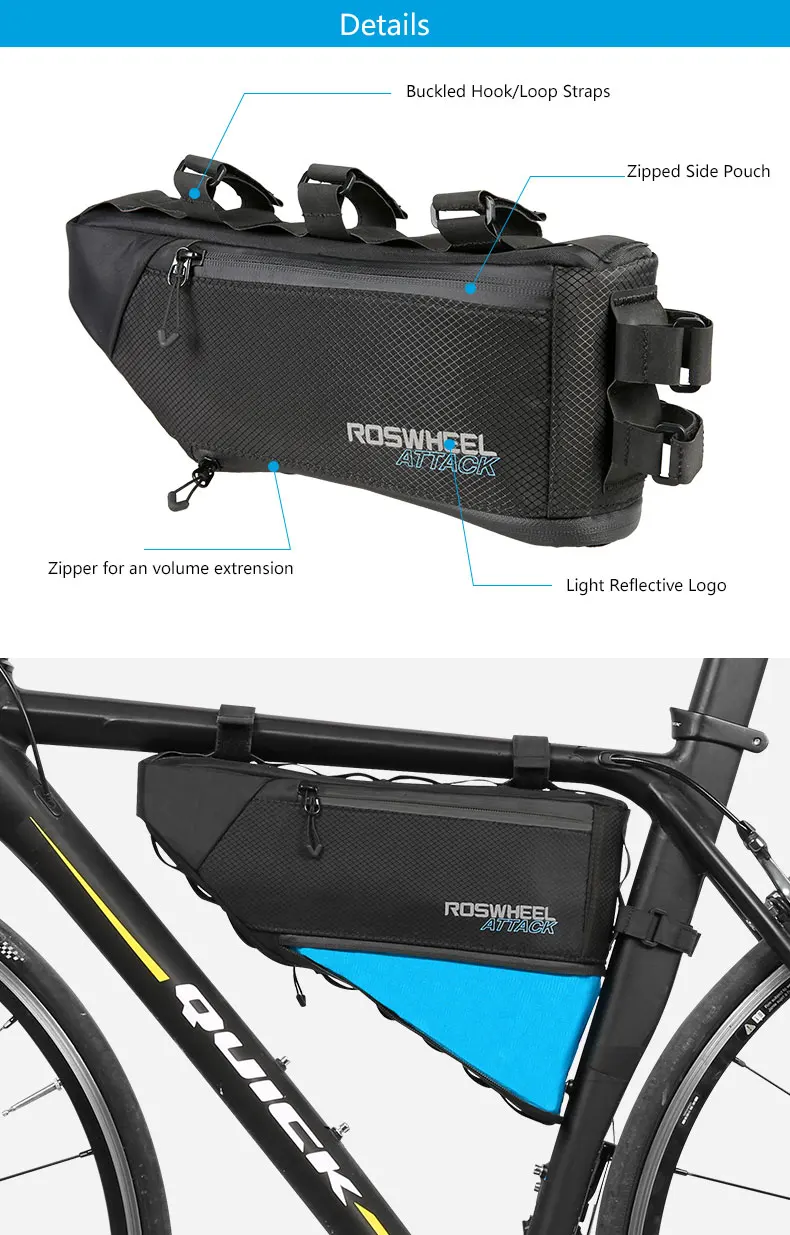 Cheap ROSWHEEL NEW Bicycle Frame Triangle Bag Storage Pouch Bags Cycling MTB Road Bike Tube Corner Pannier 121371 Volume Extendable 1 Cheap ROSWHEEL NEW Bicycle Frame Triangle Bag Storage Pouch Bags Cycling MTB Road Bike Tube Corner Pannier 121371 Volume Extendable 1