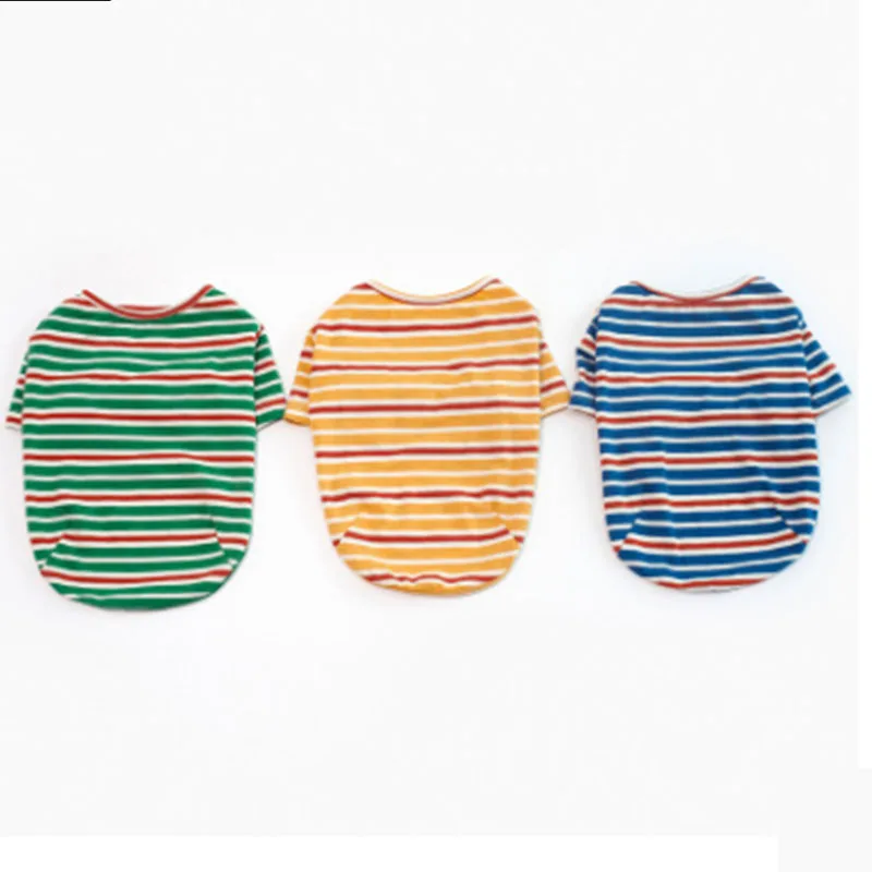 

New pet clothes with stripes Small Medium Large Dog Clothes Teddy dog clothes 2019 cotton dog T-shirt