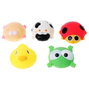 

HBB 5PCS Cute Duck Swimming Water Toys Squeeze Sound Squeaky Bathing Toy For Baby Shower Toys