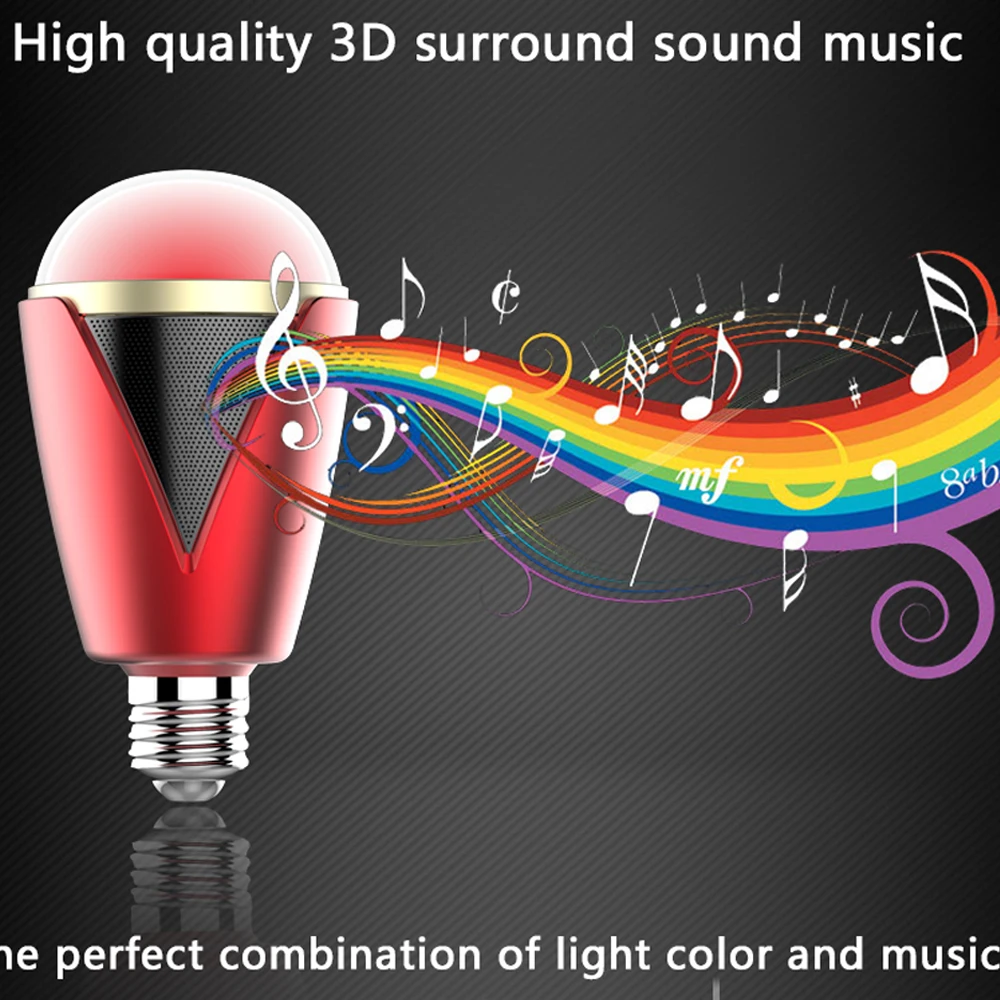 

Portable Wireless Bluetooth Speaker Custom LED E27 Light Show for Party Music Red Color
