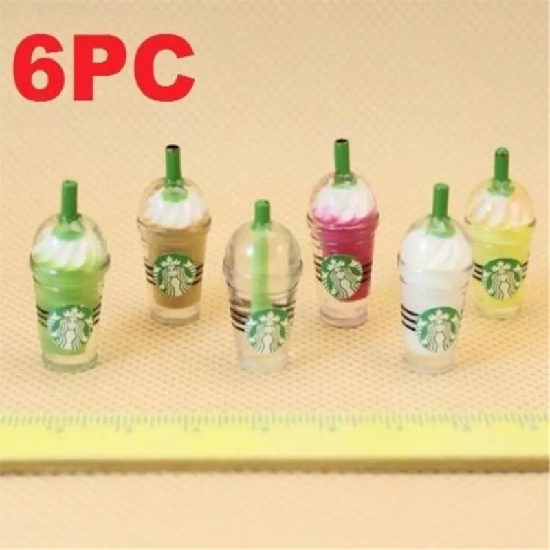 

1:12 Dollhouse Miniature Toy Plastic Frappuccino Soft Drink Milk Shake 6PC Set