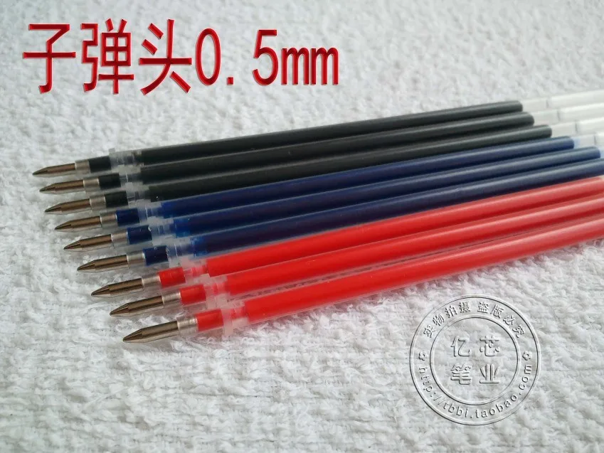 

100pcs/lot gel pen ink 0.5 bullet needles ink black red blue water pen refill