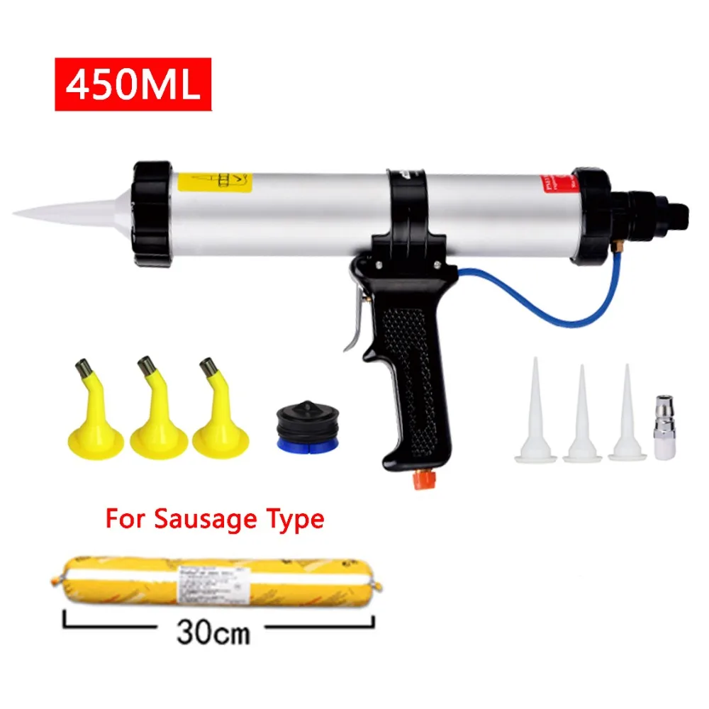 Воздушный Пневматический герметик пистолет силиконовый пистолет с поршнями клейкий пистолет комплект Соединительный уплотнитель Строительные Инструменты 450 мл колбасный пистолет