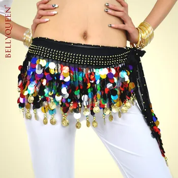 

Bellyqueen 88 Coins huazhung gonfalons blend color and solid color belly chain paillette belly dance waist decoration belt