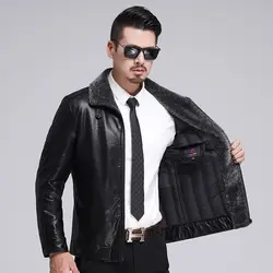 Модный бренд Для мужчин Кожаная куртка Высокое качество флис мотоцикл куртка-бомбер Искусственная кожа пальто Мужская Верхняя одежда
