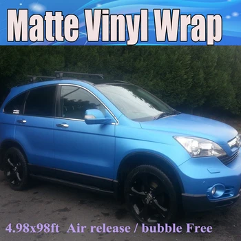 

Pearl Blue Matte Vinyl Wrap Car Wrap With Air Bubble Free Matt Blue Pearl FIlm Styling Wrapping foile size 1.52x30m/Roll