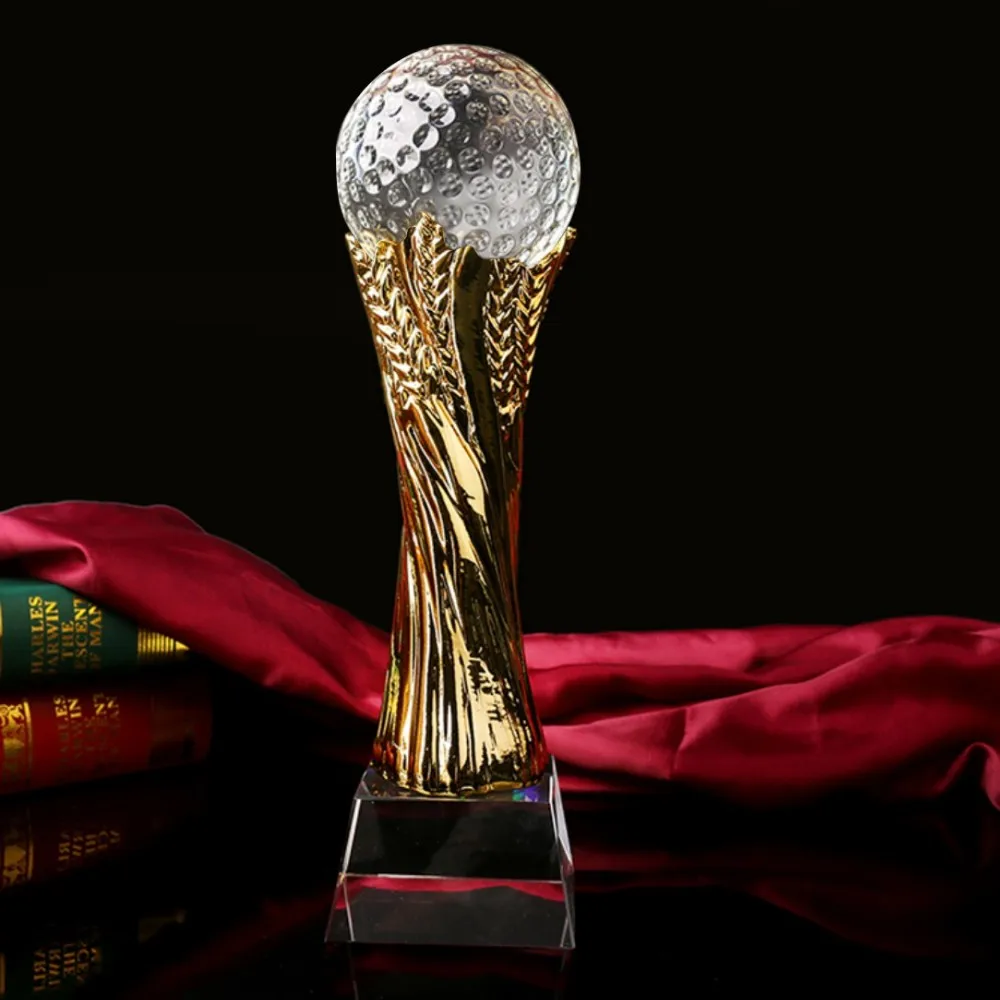 

high quality football/basketball crystal gold trophy cup carve name for sports event large size