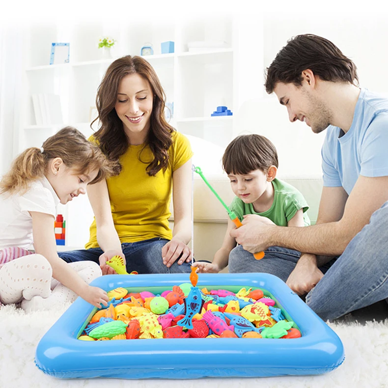 46 шт./компл. Детские магнитные игрушки для рыбалки с надувной бассейн родитель-ребенок интерактивные игры Детские игрушки для купания летняя уличная игрушка