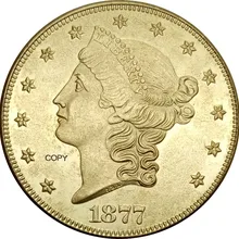 Соединенные Штаты 1877 1877 CC 1877 S 20 долларов Liberty Head двуглавый орёл с девизом 20 долларов латунные металлические копии монет
