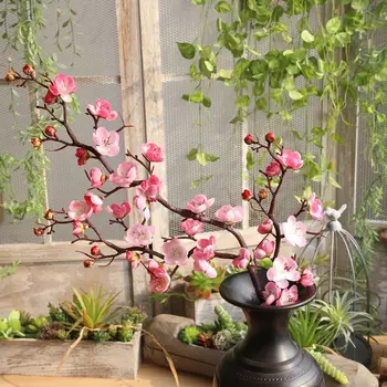 

1 pcs Hot Artificial Flowers Silk Plum Blossom For Party Home Bar Decoration Pompom Wreath Decorative Bridal Fake Flower