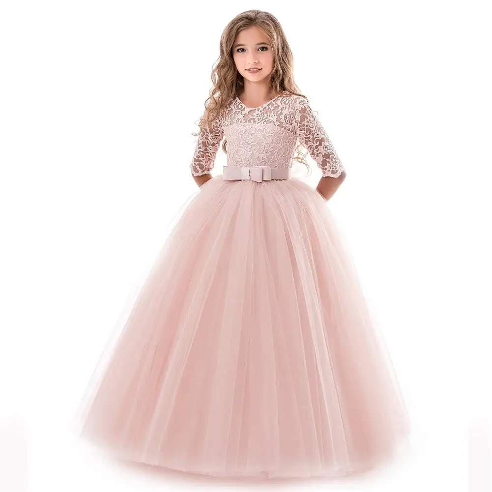 

Kids Girls Long Sleeve Lace Formal Princess Dress for Wedding Party Wear