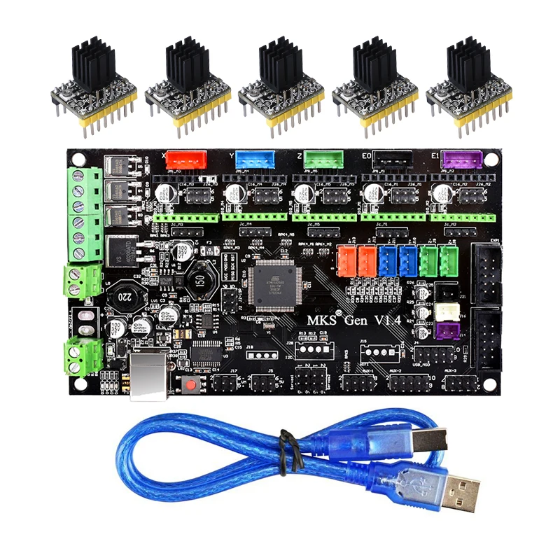 3D-принтеры MKS Gen V1.4 Управление доска Поддержка TMC2130 V1.1 SPI TMC2208 A4988 DRV8825 драйвер для RepRap Рампы 1,4 Мега 2560 R3