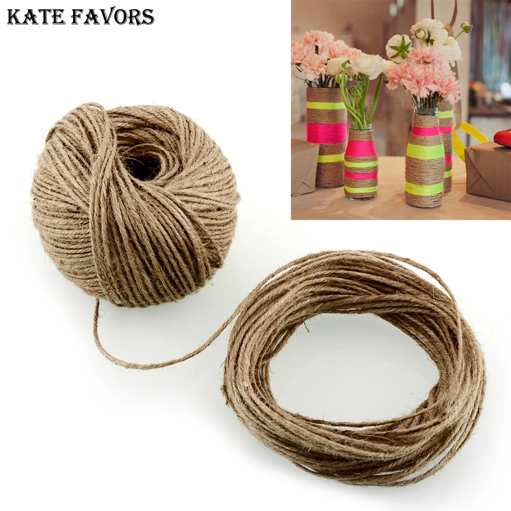Hot New Soft 100M Natural Jute Twine Gift box String Rope Floral Craft