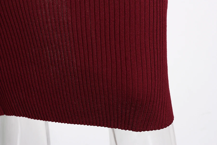 Для женщин миди Платья-свитеры осень-зима Новая мода кнопка с длинным рукавом карандаш вязаное платье Для женщин облегающее платье черный, красный