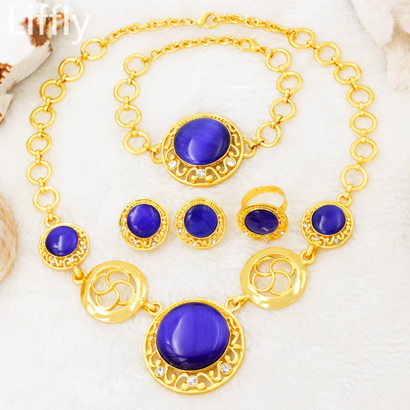 

2019 Creative Luxury 24 Gold Jewelry Sets Crystal Necklace Ring Earring Charm Bride Wedding Party Gift Jewelry Accessories