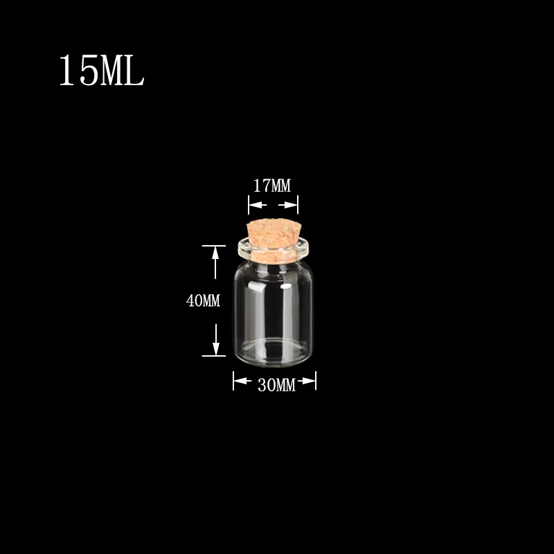 Мини-бутылка с пробковой пробкой 10 мл 15 мл 20 мл 25 мл 30 мл 40 мл 55 мл стеклянные банки идея для свадьбы маленькие бутылки желаний подарки 24 шт - Цвет: 15ml