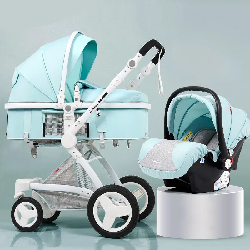 Горячая мама детская коляска 3в1 с автомобильным сиденьем алюминиевая искусственная кожа с примесями высокий пейзаж складной шок для новорожденных двухсторонняя детская тележка