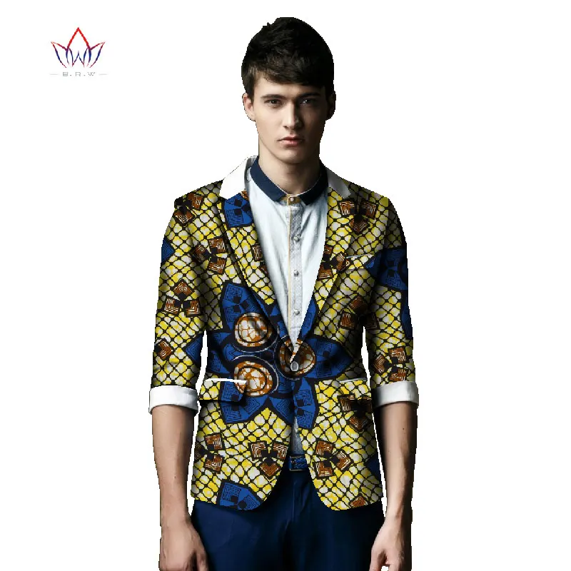 Африканский принт одежда Базен Riche элегантный блейзер мужской костюм куртка повседневный Блейзер африканские Дашики Одежда Плюс Размер 6XL BRW WYN126 - Цвет: 2