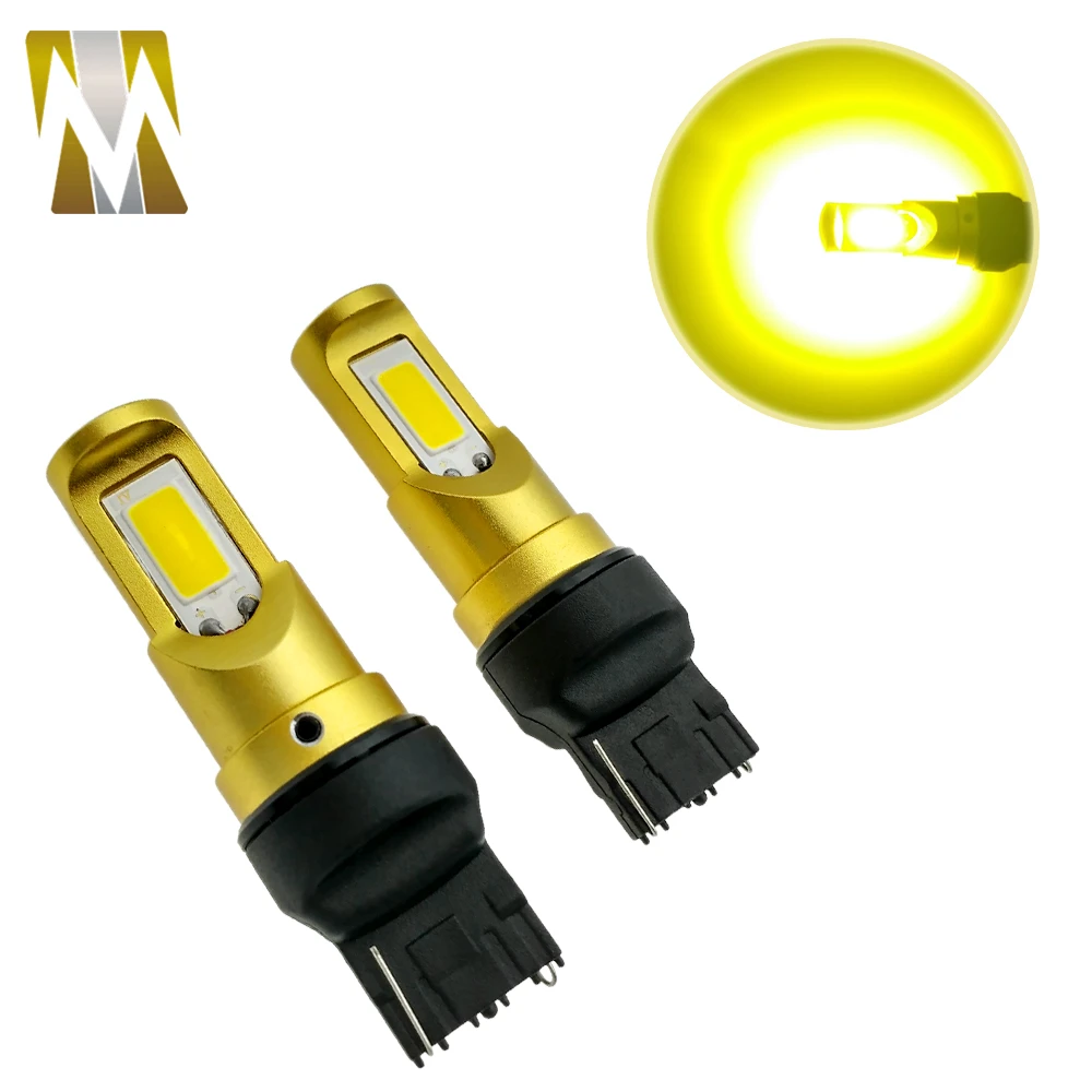 2PCS/Lot 10W T20 WY21W LED Turn Signal Light White Yellow COB Chip 7440