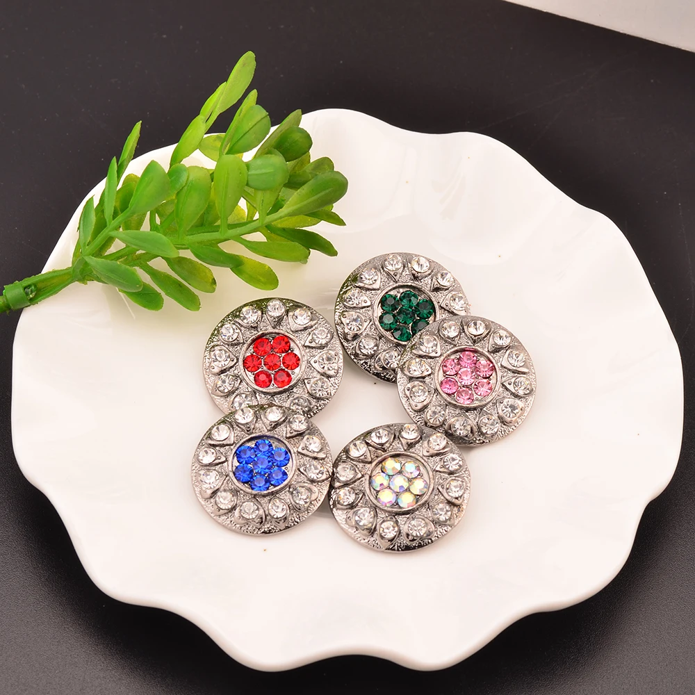 Metal Rhinestone Buttons Shank Back 24MM 20pcs/lot Shoe Decoration