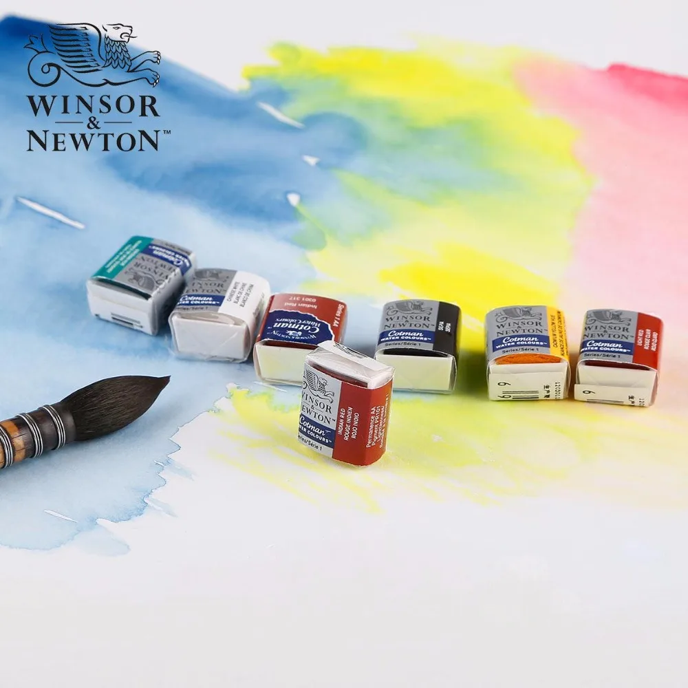 Winsor& Newton Cotman Акварельная краска 40 цветов твердая половина сковороды