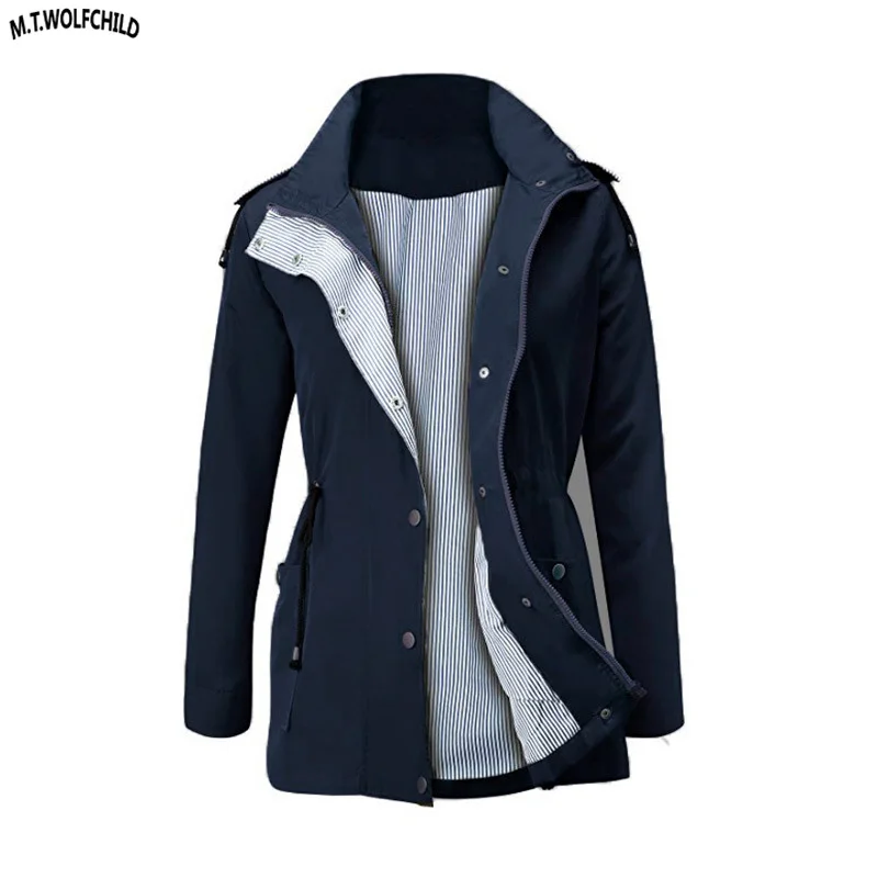 

High quality 2018 Autumn Fashion Women New waterproof Coat Medium Long Casual Hooded Coat Female loose Trench lady outerwear