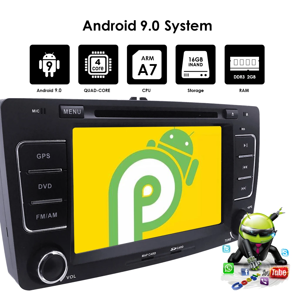 Top Android9.0 QuadCore 2Din Octavia2 CAR DVD player for VW Skoda Octavia Radio with CANBUS BluetoothSWC RDS DVR DAB DVBT TPMS 2GRAM 4 Top Android9.0 QuadCore 2Din Octavia2 CAR DVD player for VW Skoda Octavia Radio with CANBUS BluetoothSWC RDS DVR DAB DVBT TPMS 2GRAM 4